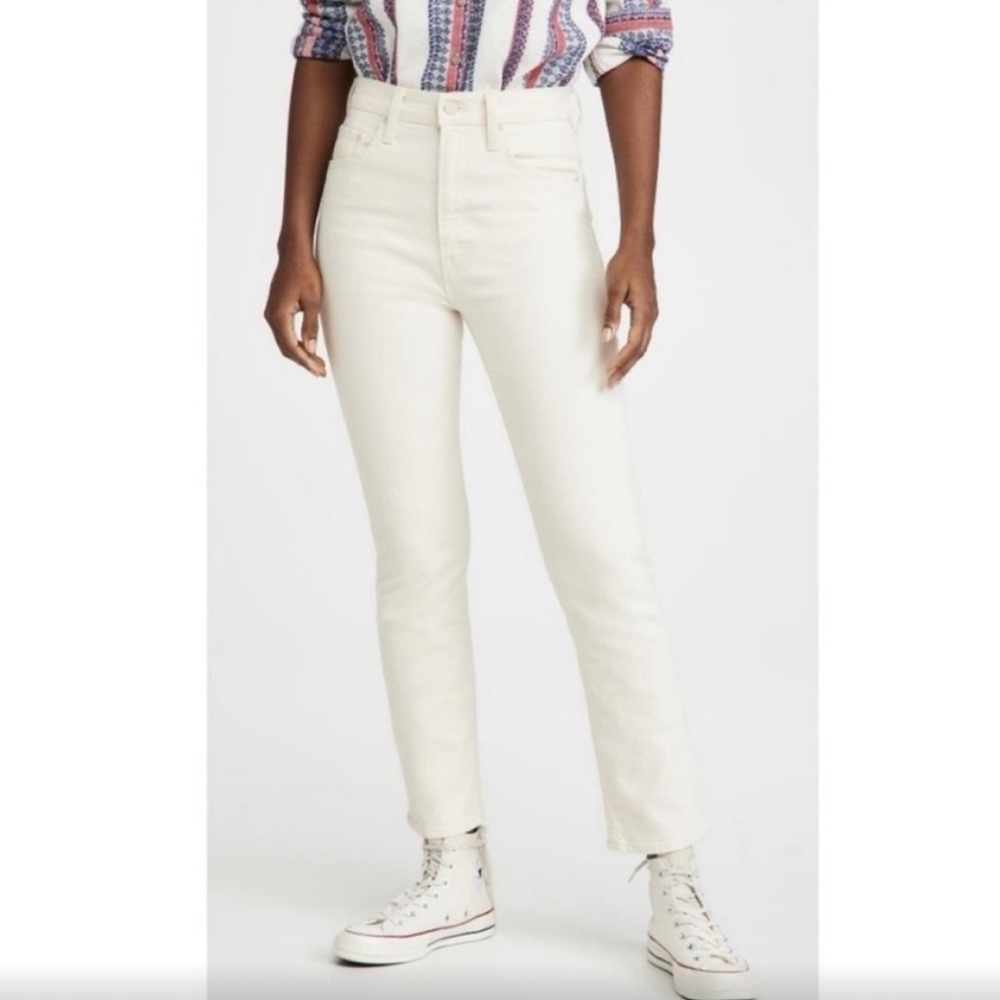Mother High Waisted Rider Ankle Jeans Act Natural Wash White Size 30